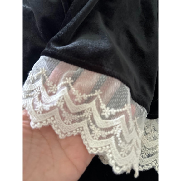 Simple Retro Ophelia Maxi Skirt Large Black Whimsigoth Emo Victorian Velvet Lace - Picture 5 of 7